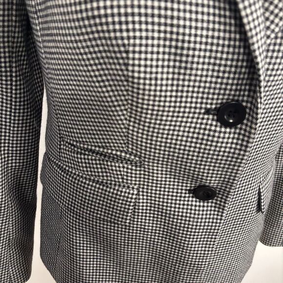 Talbots Womens 6 Blazer Black White Check Classic Wool Blend Preppy Career Basic - Picture 3 of 9